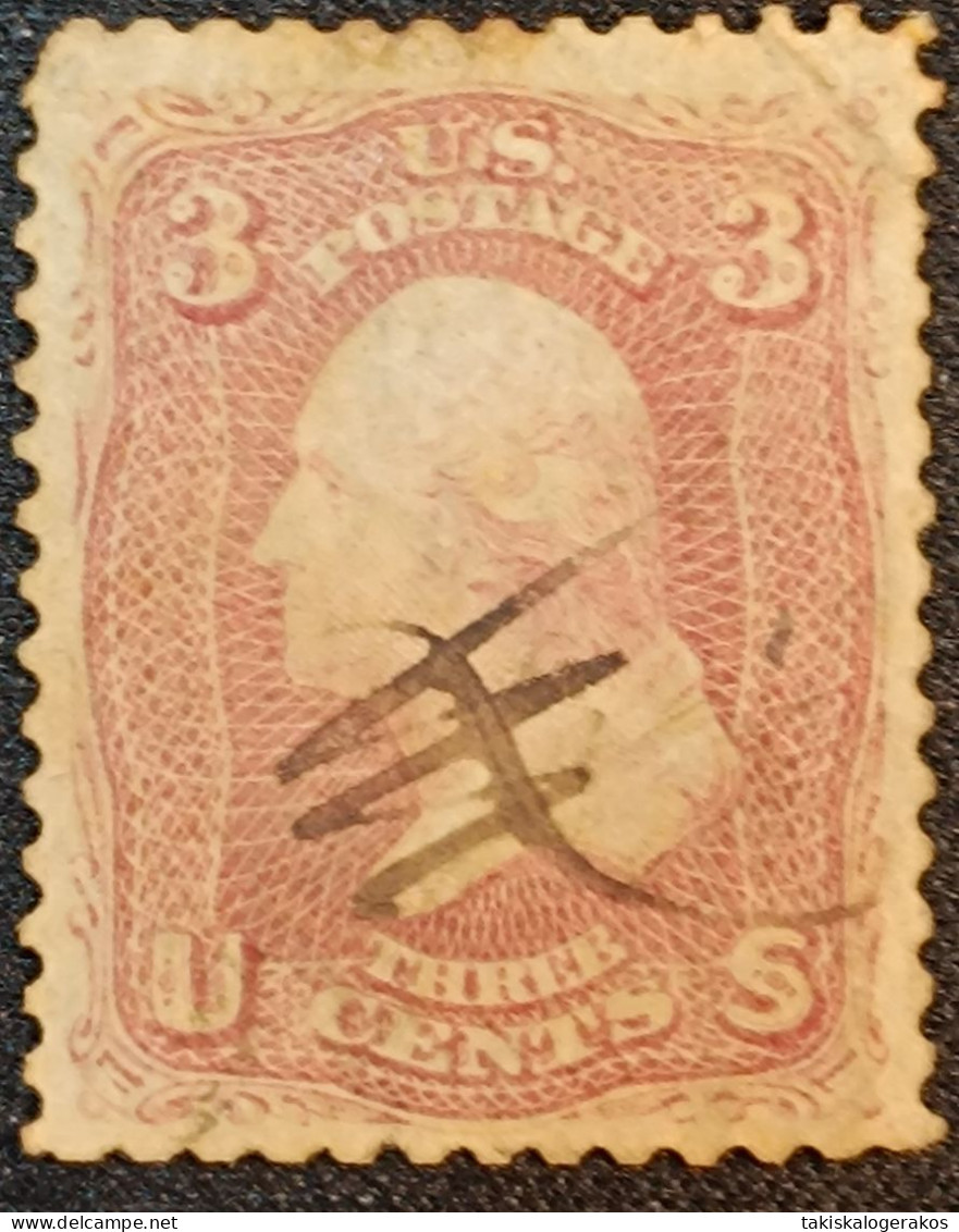 USA G.Washington 3c 1861 - 66 Used VF Rare Pen Cancellation - Gebraucht