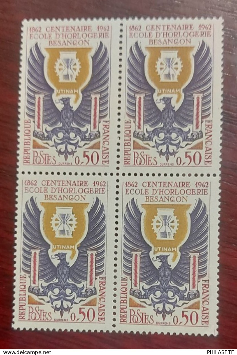 France  Bloc De 4 Timbres Neuf** N° YT 1342 école D'horlogerie - Ungebraucht