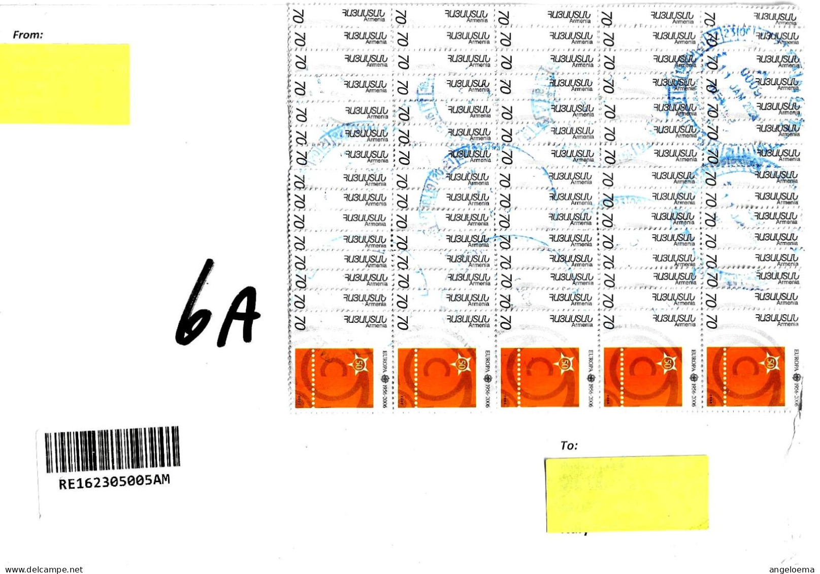 ARMENIA - 2024 YEREVAN Raccomandata Per L'Italia Con 75 Francobolli 2006 Europa - 17312 - Arménie