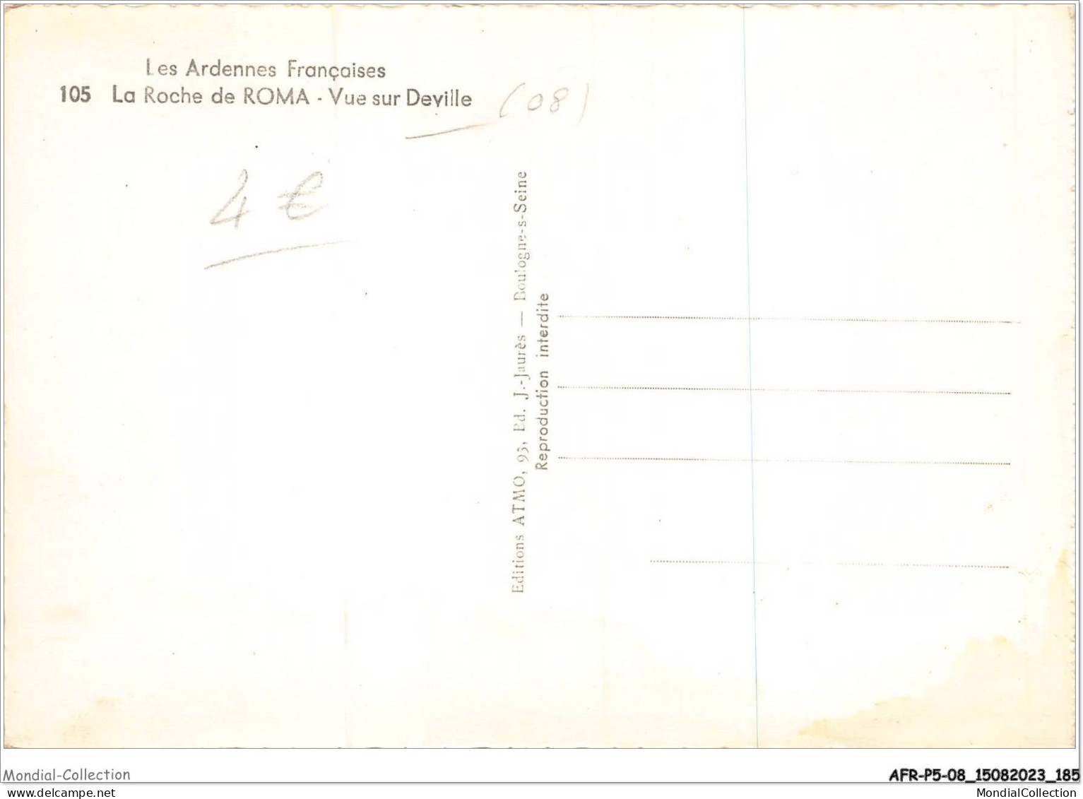 AFRP5-08-0428 - Les Ardennes Françaises - LA ROCHE DE ROMA - Vue Sur Deville - Sonstige & Ohne Zuordnung