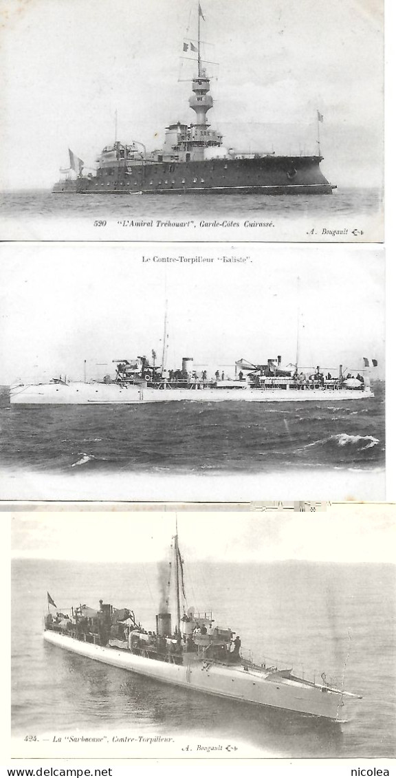 CHERBOURG MARINE DE GUERRE L'AMIRAL TREHOUART LA SARBACANE LE BALISTE LOT CPA NON POSTEE PARFAIT ETAT - Guerre