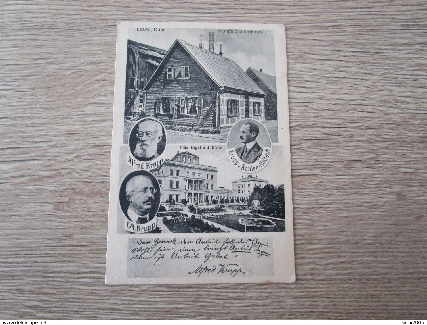 ALLEMAGNE ESSEN RUHR KRUPP'S STAMMHAUS 2 VUES PORTRAITS CACHET DOS - Essen