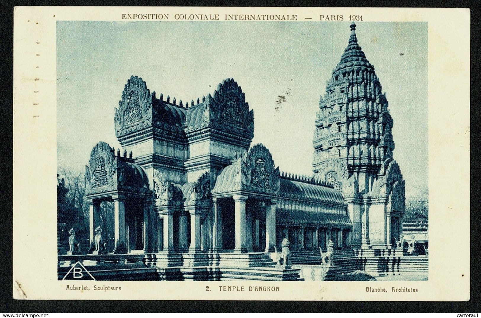 1931 PARIS Sur CP  Temple D'Anghor  Flier 7 Lignes EXPOSITION COLONIALE INTERNATIONALE Femme Fachi 15 VI 1931 - Mechanical Postmarks (Other)