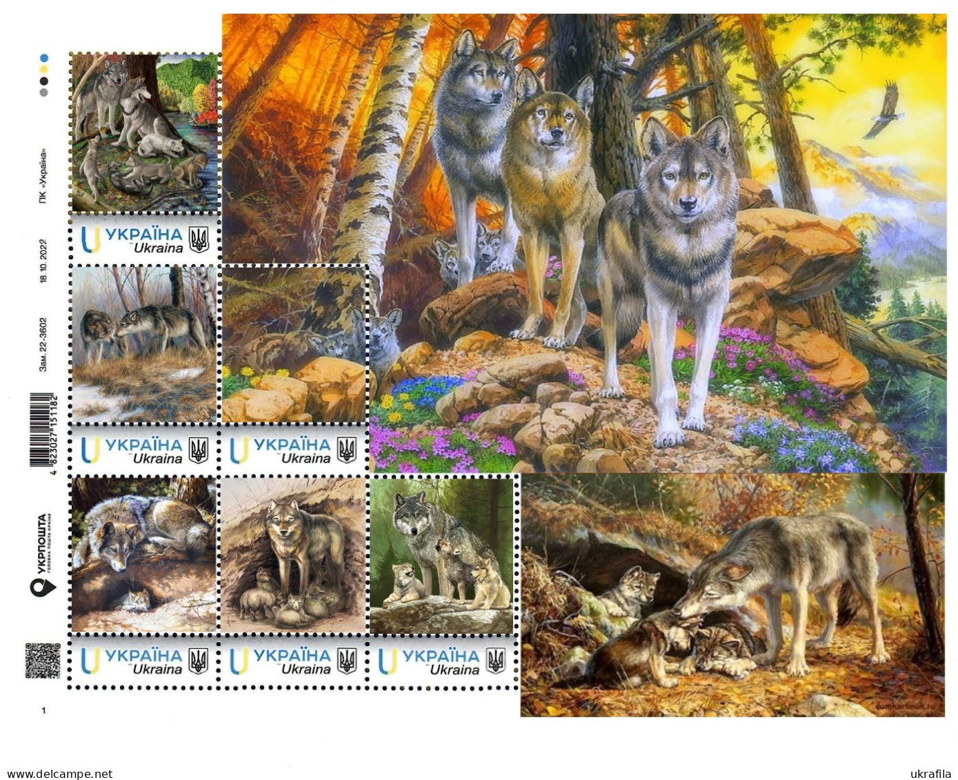 Ukraine 2024, Fauna, Wolves, Art, Sheetlet Of 6v - Ukraine