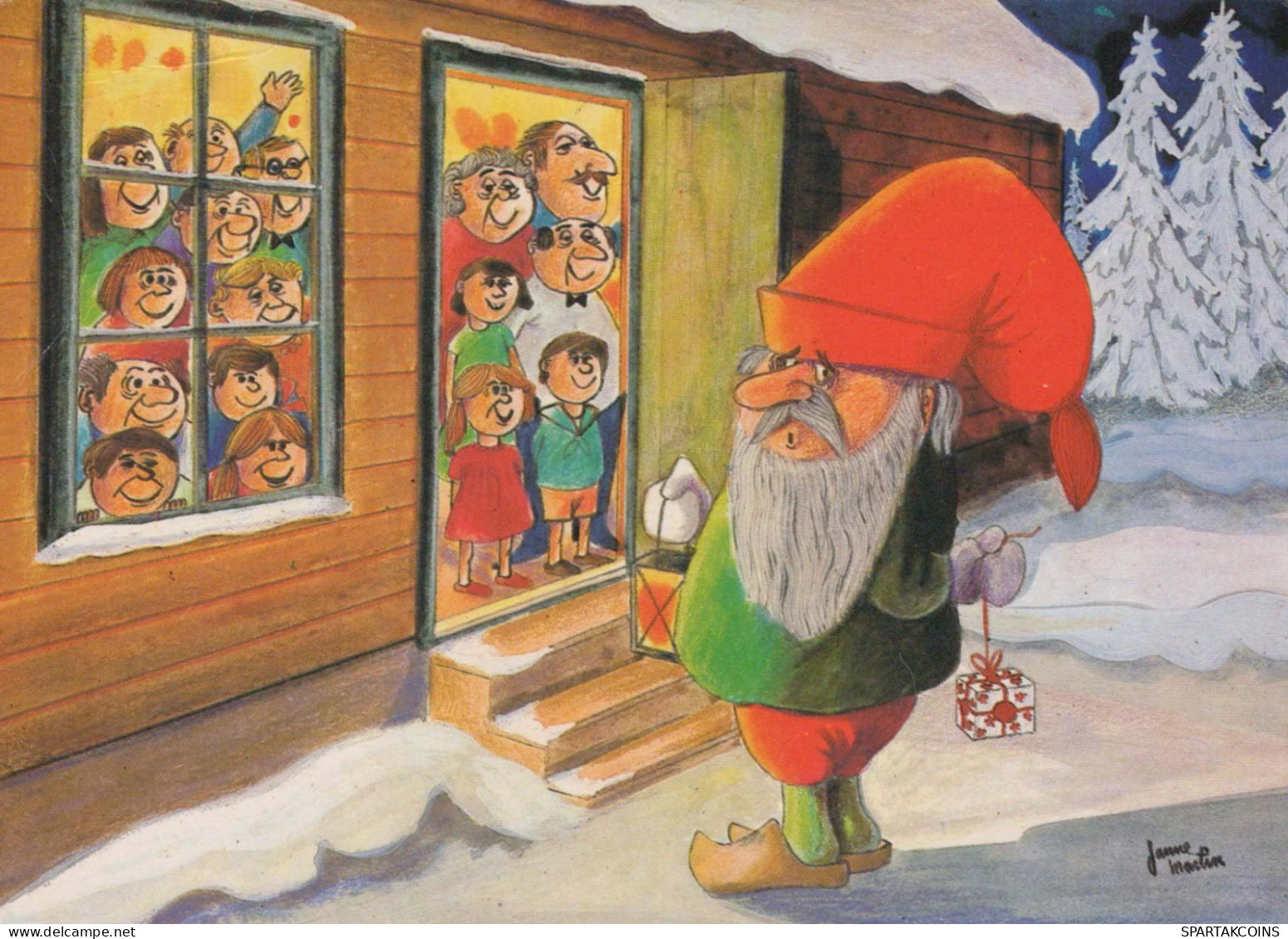 SANTA CLAUS Happy New Year Christmas GNOME Vintage Postcard CPSM #PBA946.A - Santa Claus