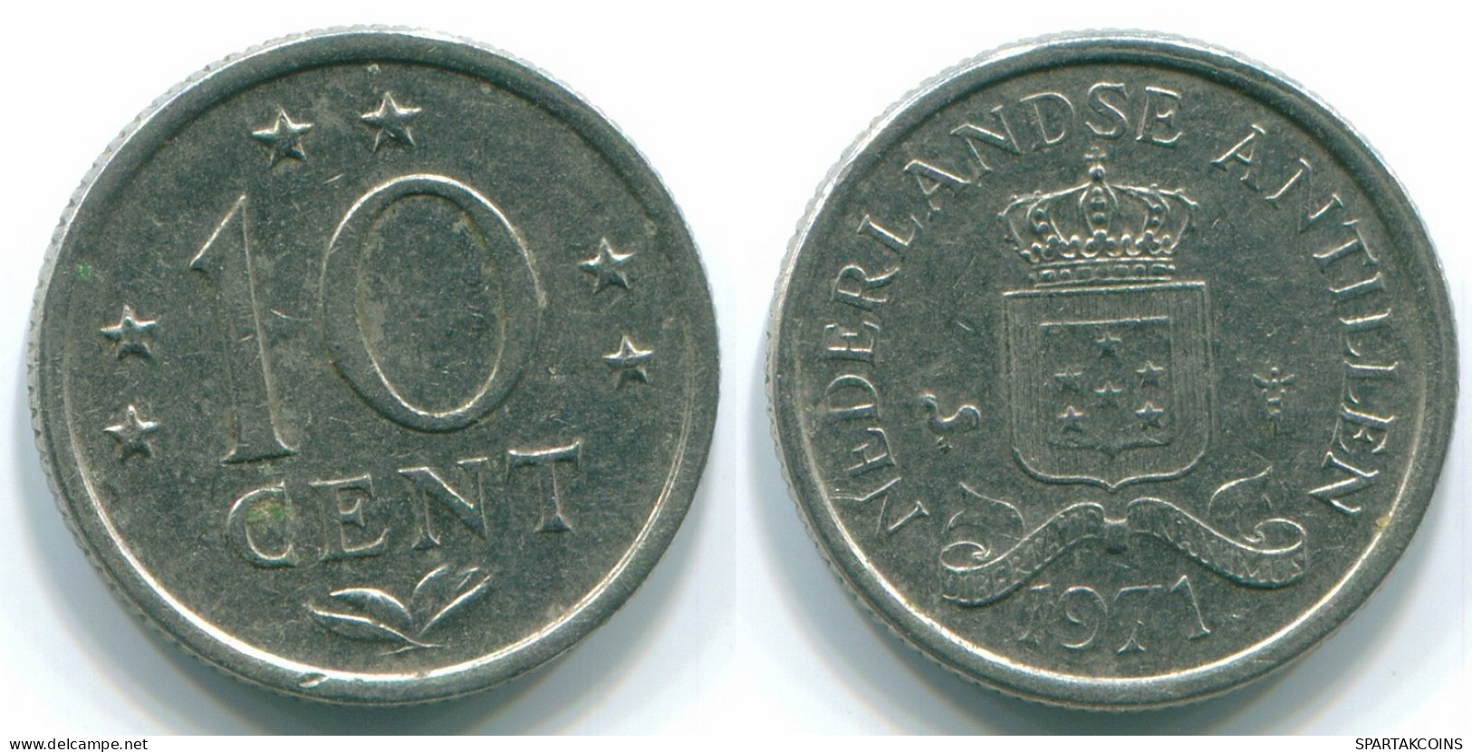 10 CENTS 1971 ANTILLES NÉERLANDAISES Nickel Colonial Pièce #S13414.F.A - Niederländische Antillen