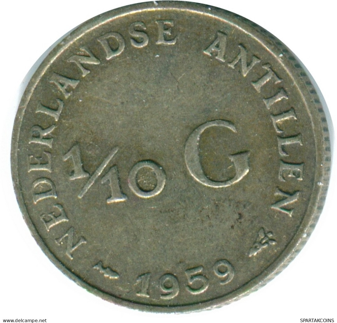 1/10 GULDEN 1959 NETHERLANDS ANTILLES SILVER Colonial Coin #NL12242.3.U.A - Niederländische Antillen