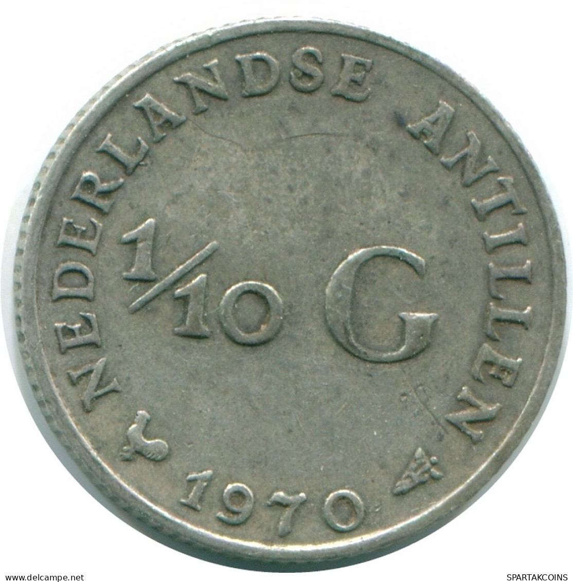 1/10 GULDEN 1970 NETHERLANDS ANTILLES SILVER Colonial Coin #NL13084.3.U.A - Niederländische Antillen