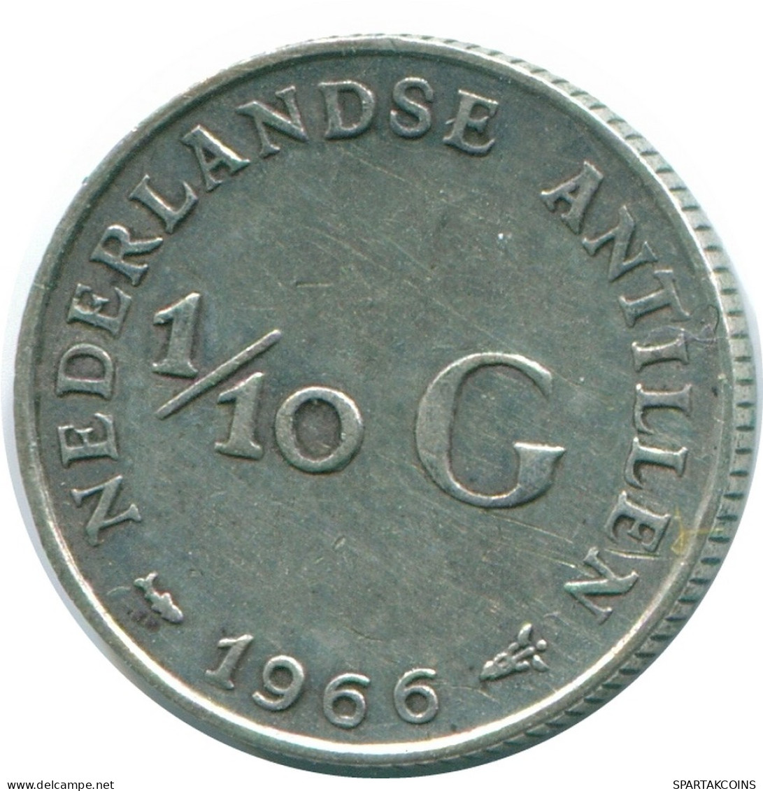 1/10 GULDEN 1966 NETHERLANDS ANTILLES SILVER Colonial Coin #NL12695.3.U.A - Niederländische Antillen