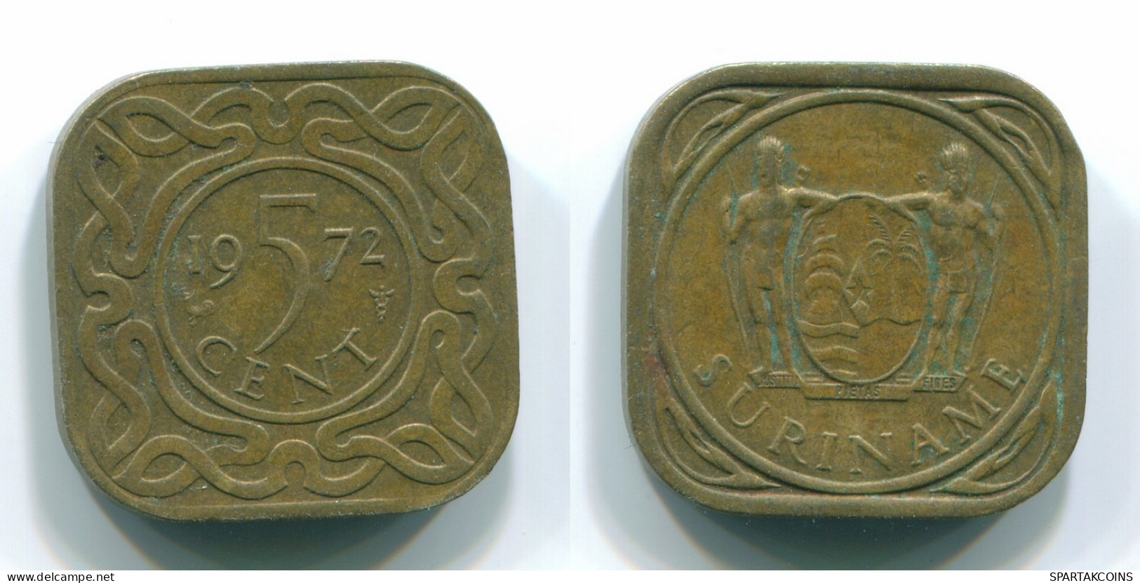 5 CENTS 1972 SURINAM NIEDERLANDE Nickel-Brass Koloniale Münze #S12903.D.A - Surinam 1975 - ...