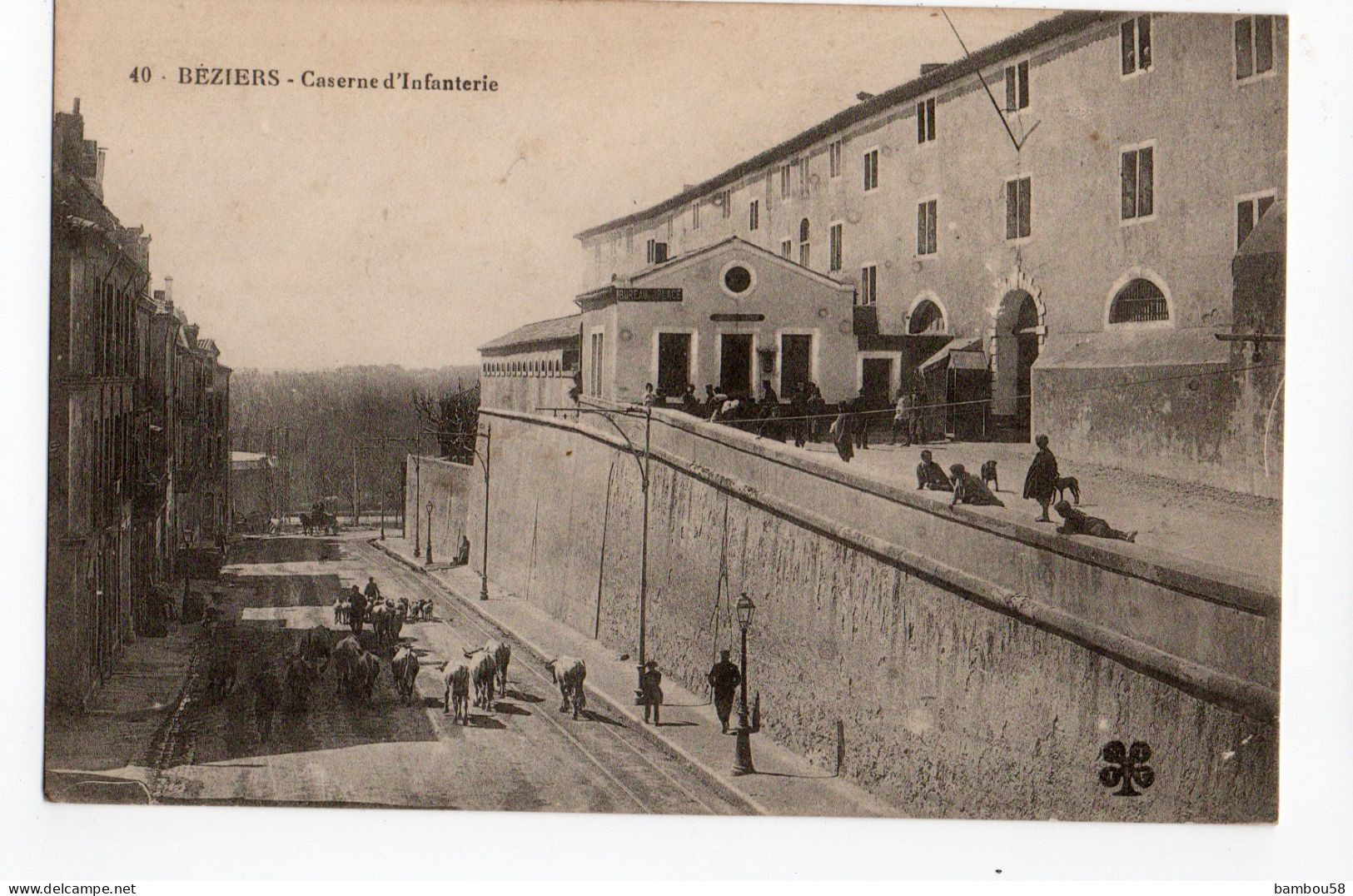 BEZIERS * HERAULT * CASERNE D'INFANTERIE * TROUPEAU DE VACHES * Carte N° 40 - Beziers