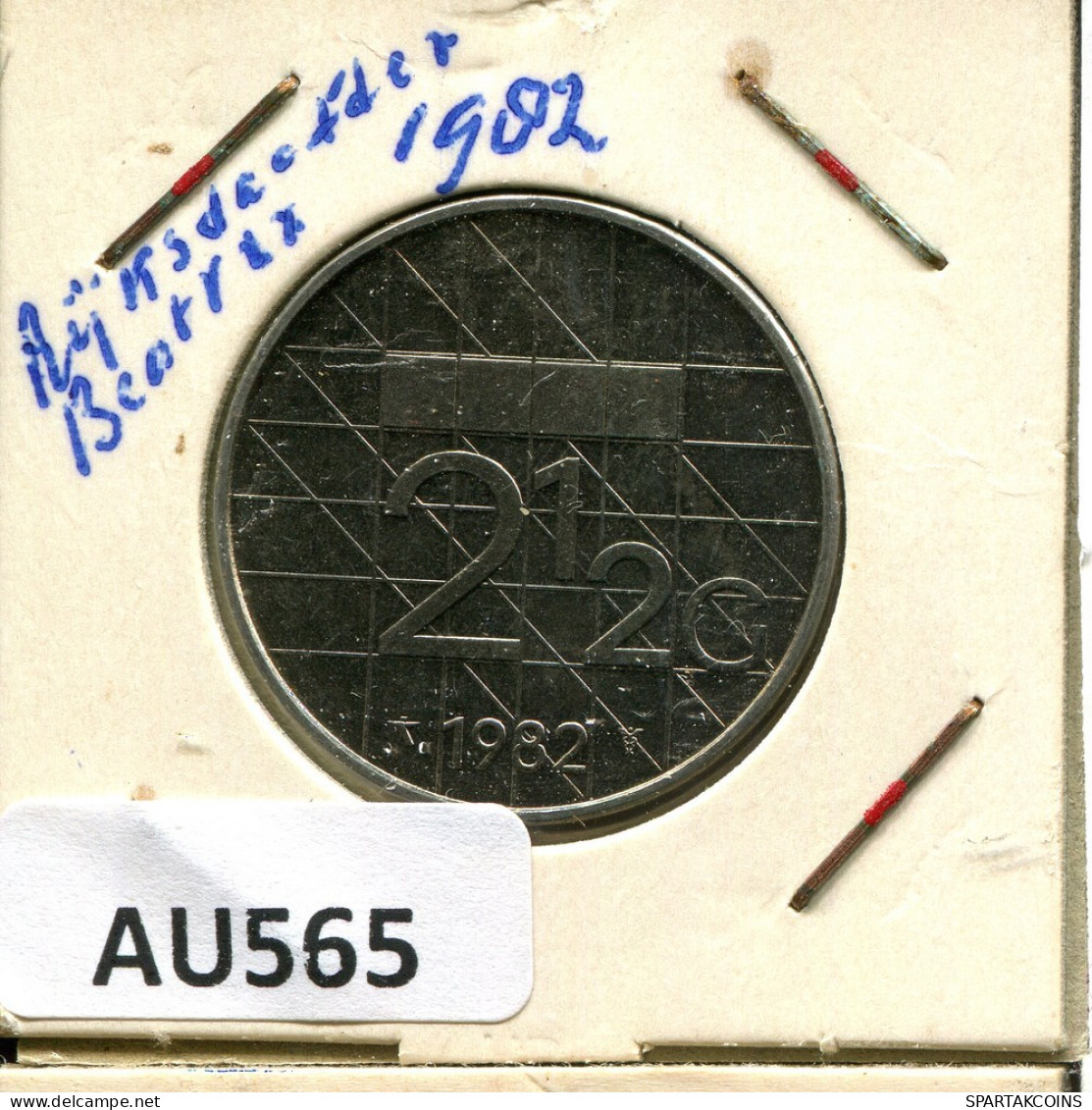 2 1/2 GULDEN 1982 NETHERLANDS Coin #AU565.U.A - 1980-2001 : Beatrix