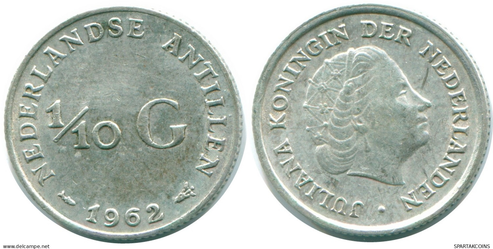 1/10 GULDEN 1962 NIEDERLÄNDISCHE ANTILLEN SILBER Koloniale Münze #NL12360.3.D.A - Antillas Neerlandesas