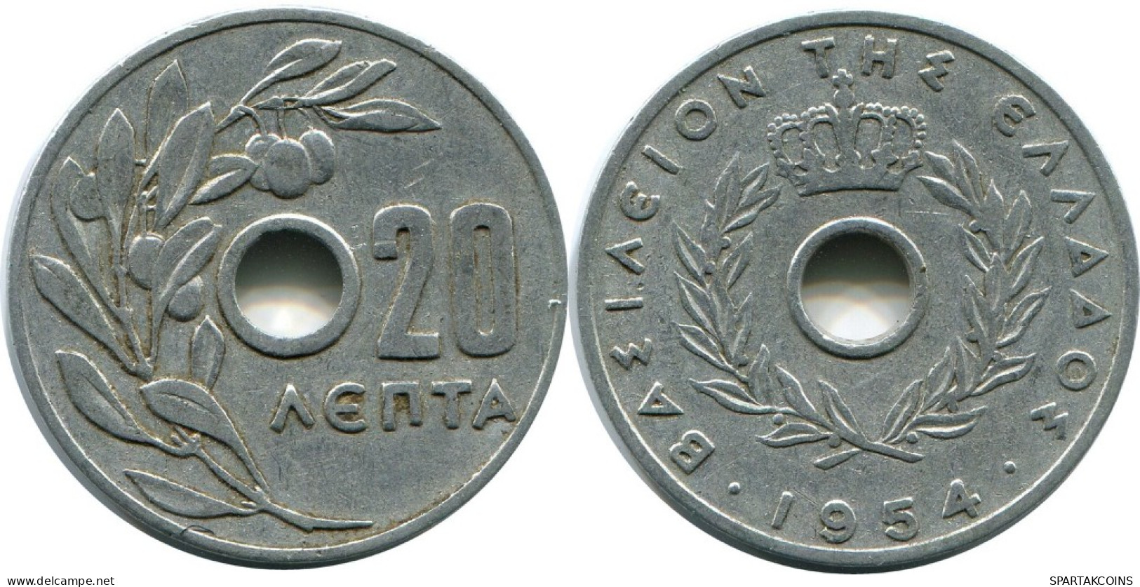 20 LEPTA 1954 GRÈCE GREECE Pièce Paul I #AH732.F.A - Grecia