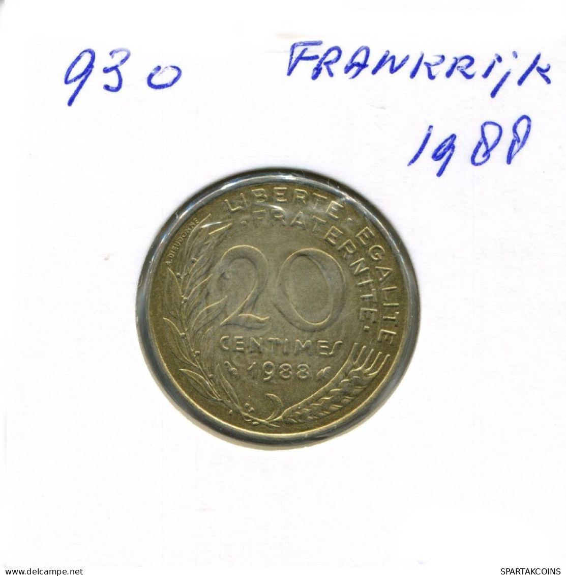 20 CENTIMES 1988 FRANCIA FRANCE Moneda #AN191.E.A - 20 Centimes