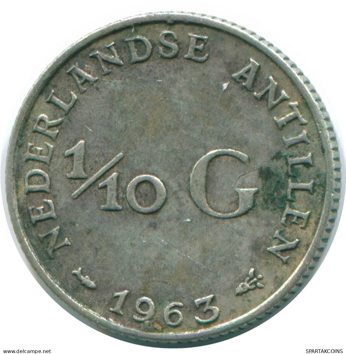 1/10 GULDEN 1963 ANTILLAS NEERLANDESAS PLATA Colonial Moneda #NL12617.3.E.A - Antilles Néerlandaises