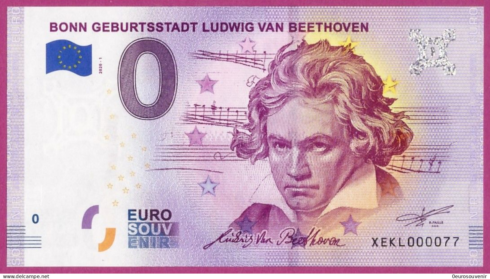 0-Euro XEKL 2020-1 # 0077 ! BONN GEBURTSSTADT LUDWIG VAN BEETHOVEN - Essais Privés / Non-officiels