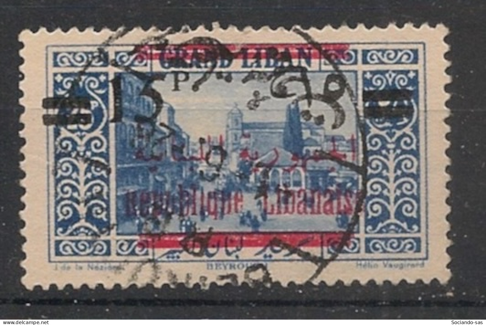 GRAND LIBAN - 1928 - N°YT. 114 - Beyrouth 15pi Sur 25pi Bleu - Oblitéré / Used - Usati