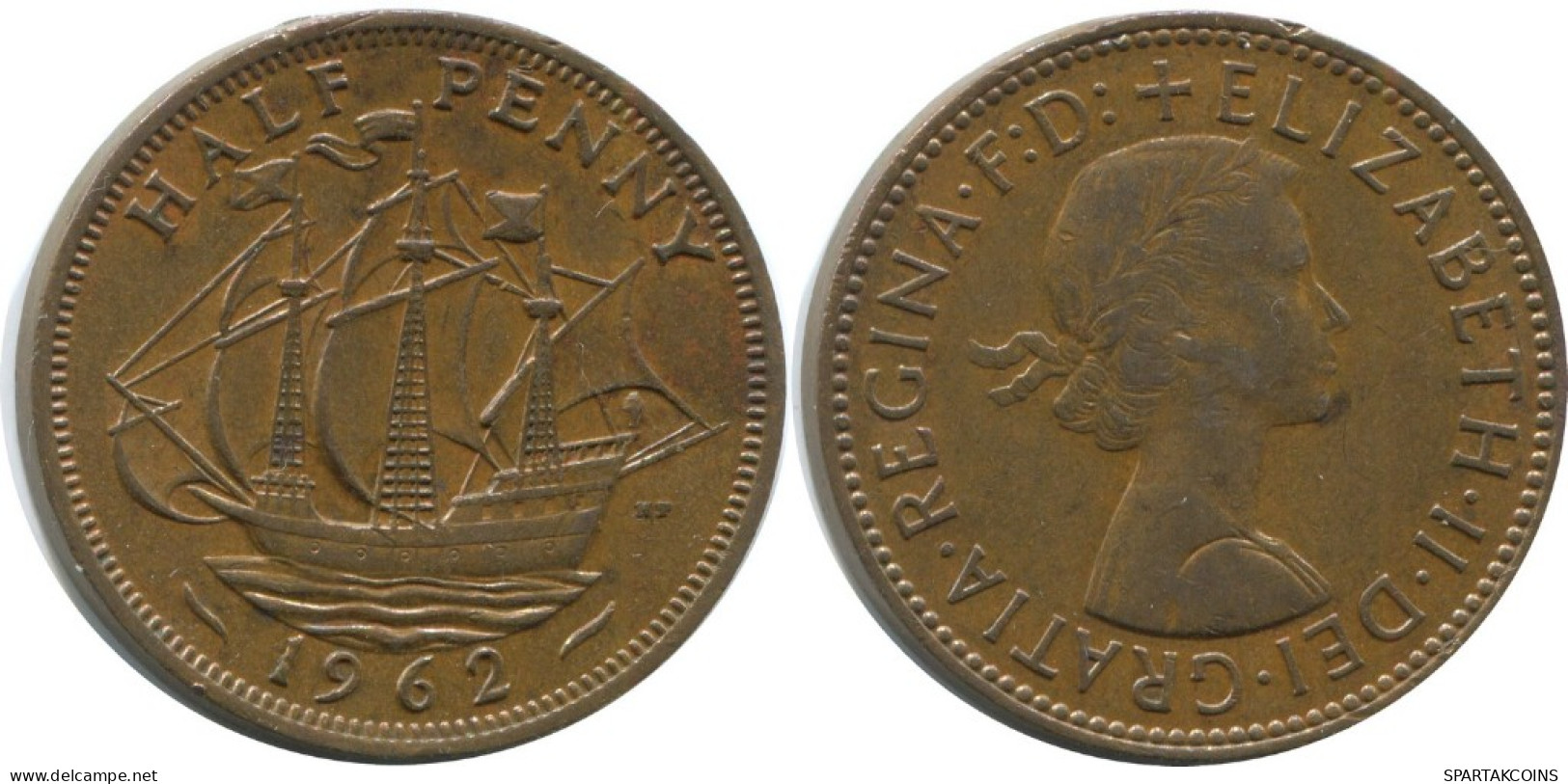 HALF PENNY 1962 UK GRANDE-BRETAGNE GREAT BRITAIN Pièce #AG836.1.F.A - C. 1/2 Penny