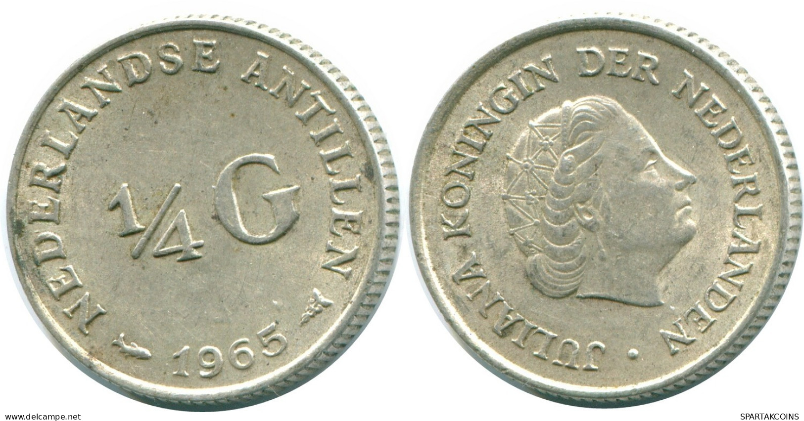 1/4 GULDEN 1965 NIEDERLÄNDISCHE ANTILLEN SILBER Koloniale Münze #NL11271.4.D.A - Netherlands Antilles