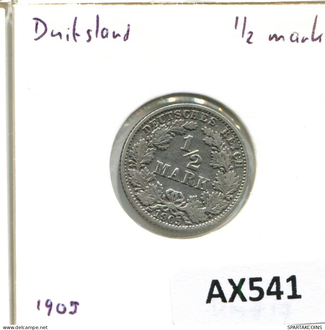 1/2 MARK 1905 A DEUTSCHLAND Münze GERMANY SILBER #AX541.D.A - 1/2 Mark