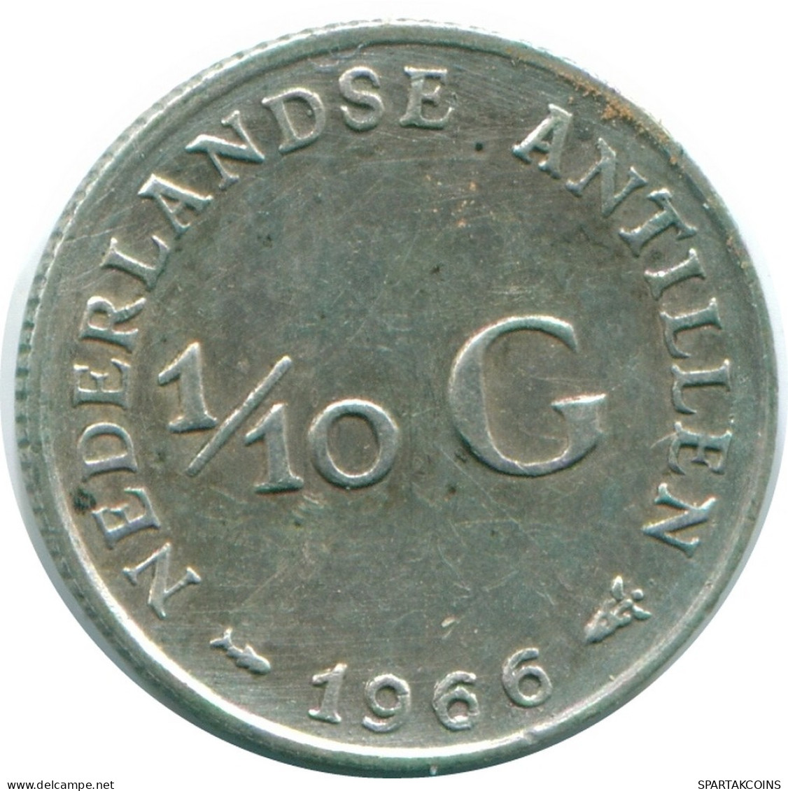 1/10 GULDEN 1966 ANTILLAS NEERLANDESAS PLATA Colonial Moneda #NL12749.3.E.A - Antillas Neerlandesas