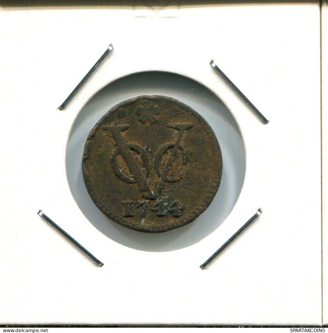 1744 HOLLAND VOC DUIT INDES NÉERLANDAIS NETHERLANDS NEW YORK COLONIAL PENNY #VOC2511.7.F.A - Indes Néerlandaises