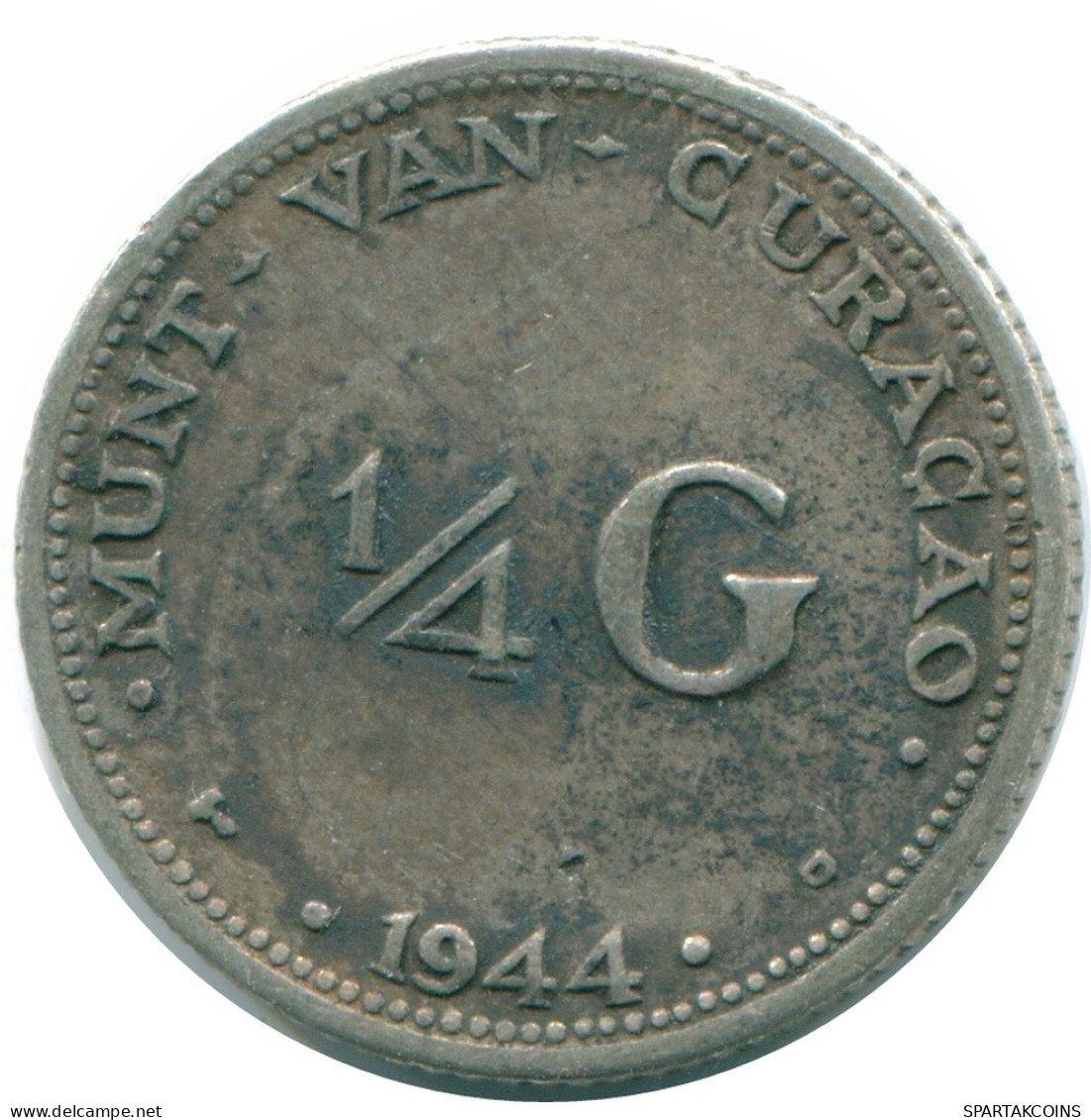 1/4 GULDEN 1944 CURACAO NÉERLANDAIS NETHERLANDS ARGENT Colonial Pièce #NL10656.4.F.A - Curacao