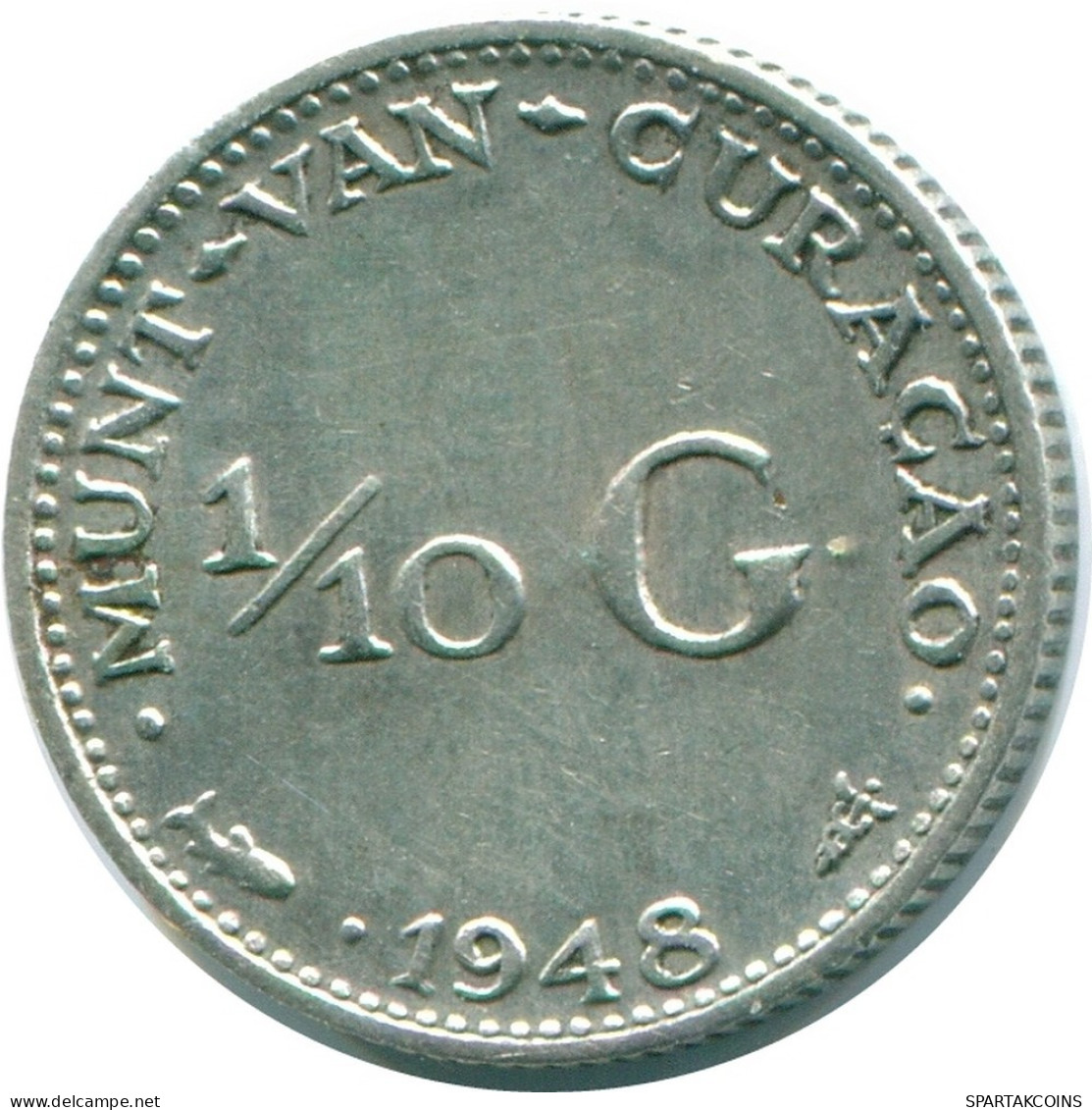 1/10 GULDEN 1948 CURACAO NÉERLANDAIS NETHERLANDS ARGENT Colonial Pièce #NL11883.3.F.A - Curaçao