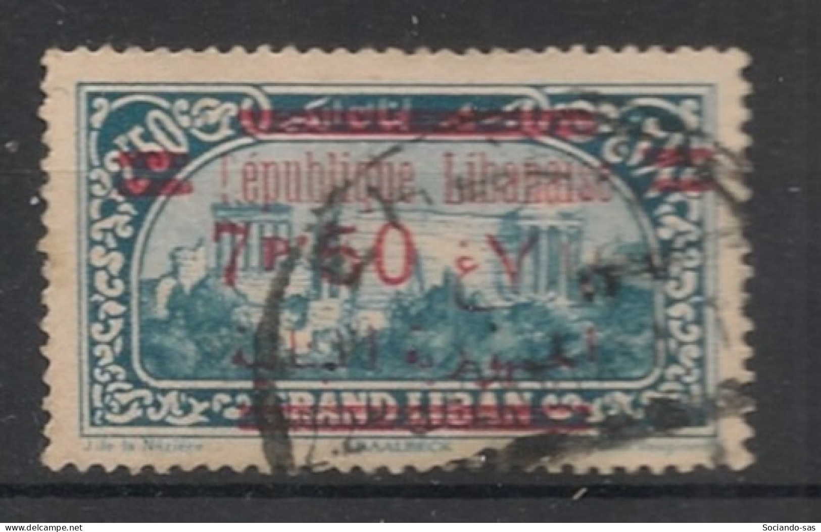 GRAND LIBAN - 1928-29 - N°YT. 120 - Baalbeck 7pi50 Sur 2pi50 Bleu - Oblitéré / Used - Used Stamps