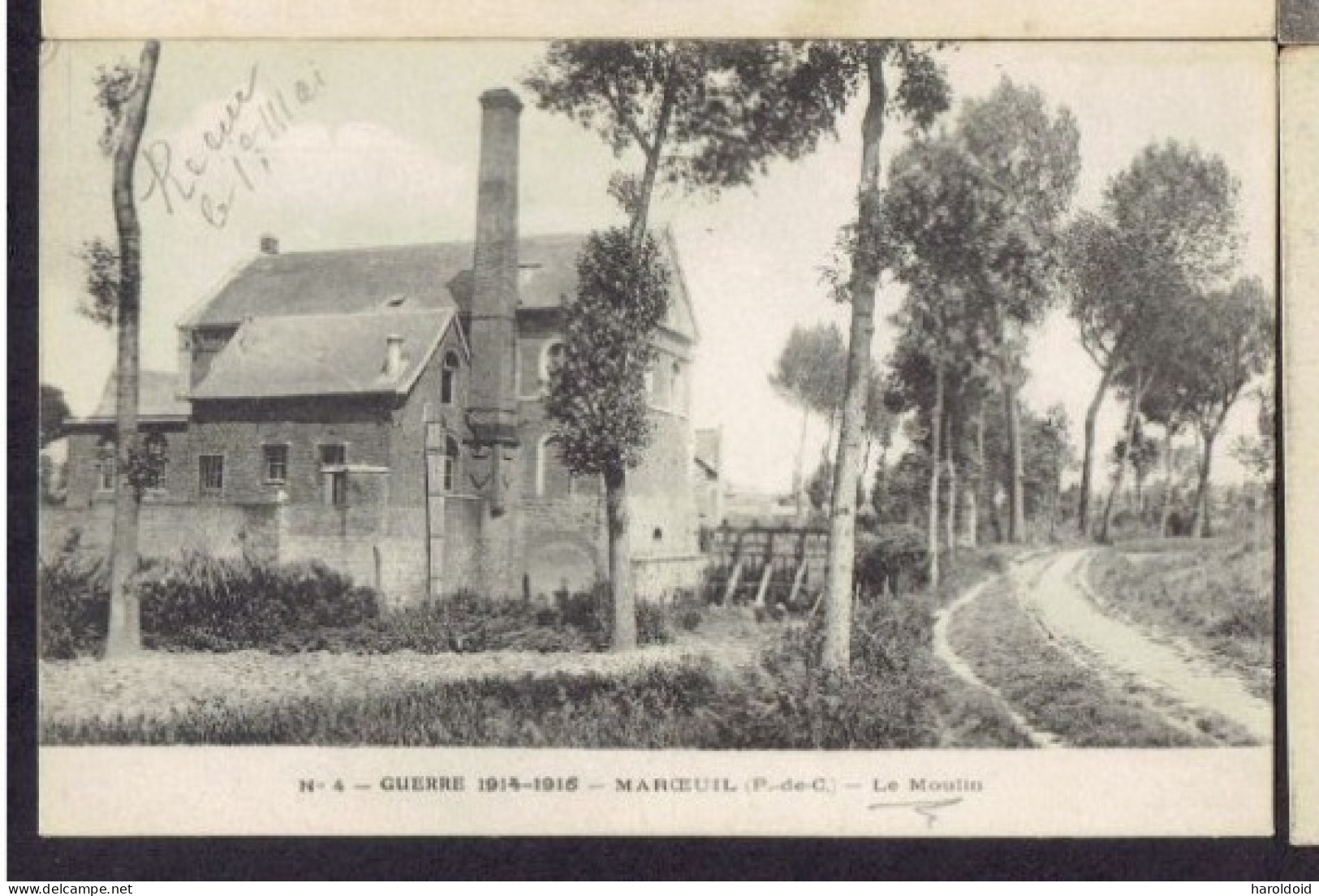 LOT 4 CP DPT 62 - MAROEUIL - LE MOULIN - GRANDE NEF DE L'EGLISE - MAISON EVENTREE - CURIEUX EFFET D'UN PROJECTILE - Autres & Non Classés