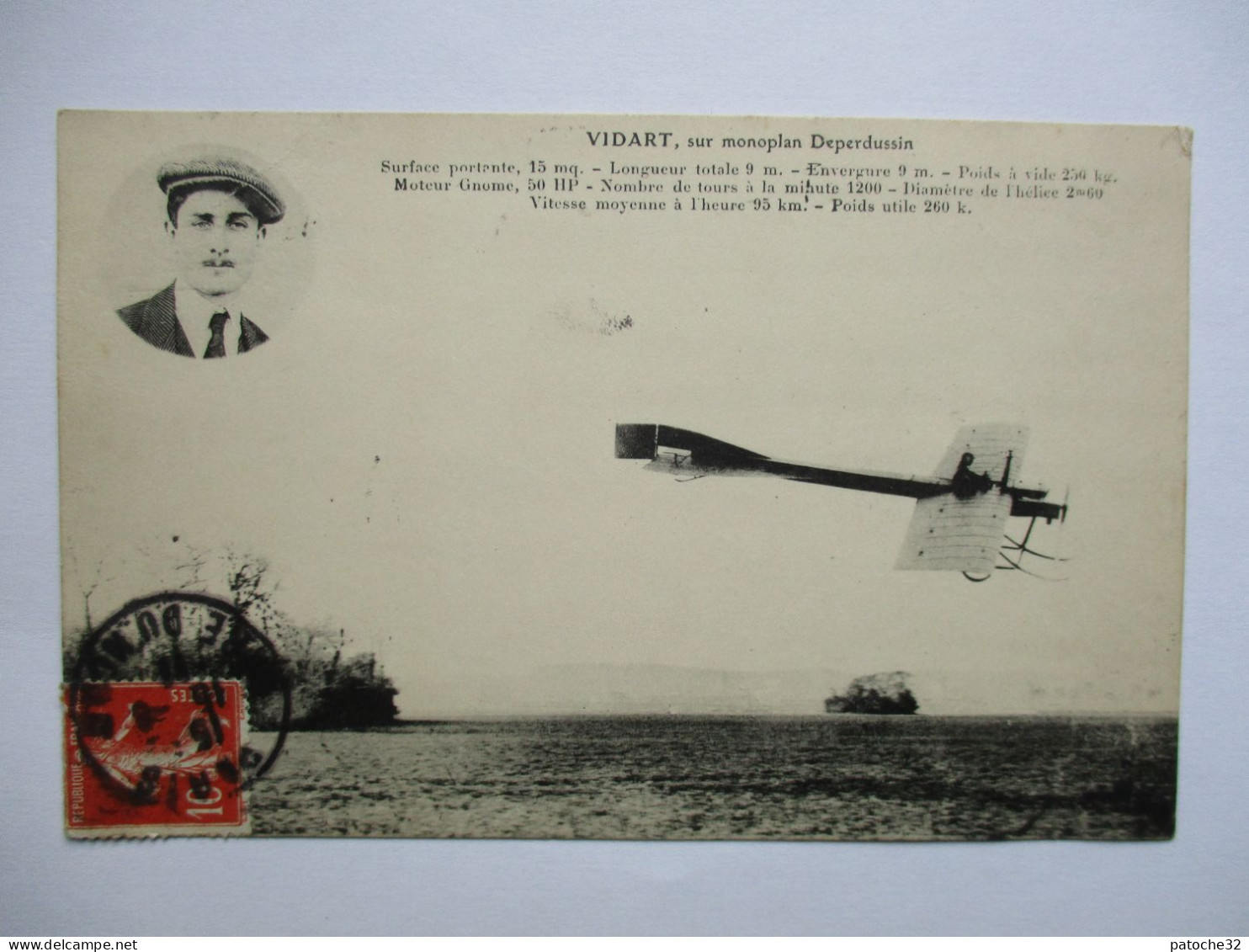 Cpa...Vidart Sur Monoplan Deperdussin...moteur Gnome 50 HP ...longueur Totale 9 M...1911... - Aviateurs