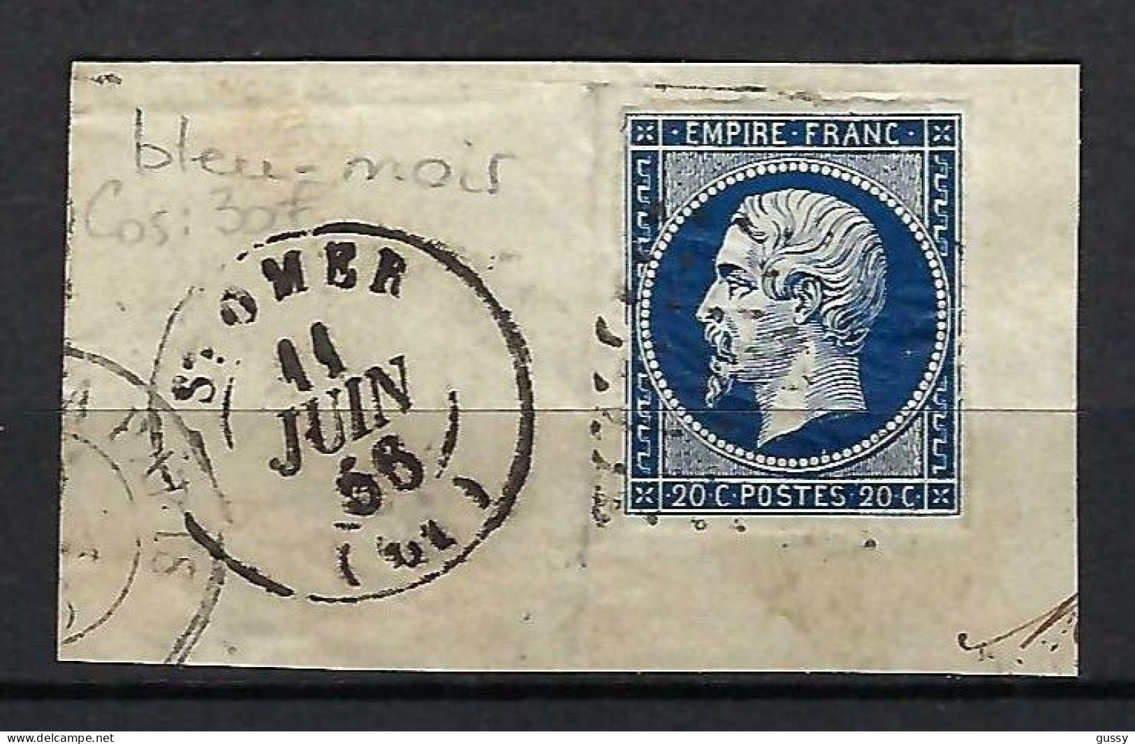 FRANCE Classique, B Obl. PC Des Villes Sur TP Isolés: PC 3222 (St Omer,1) Sur Y&T 13Ab Sur Fragment Avec CAD - 1853-1860 Napoleon III