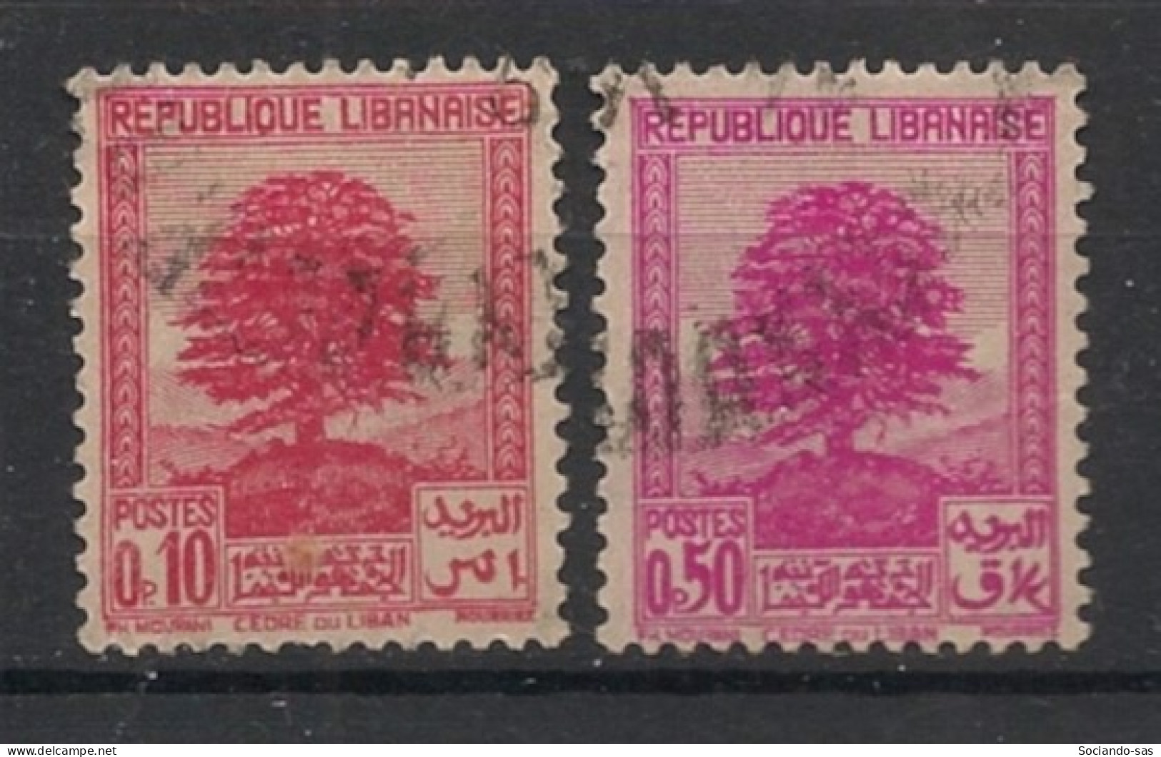 GRAND LIBAN - 1937 - N°YT. 150 à 151 - Cèdre 0pi10 Rose Et 0pi50 Rose - Oblitéré / Used - Used Stamps