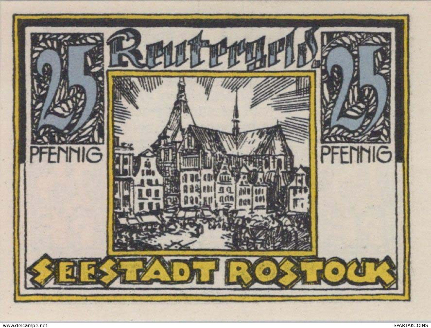 25 PFENNIG 1922 Stadt ROSTOCK Mecklenburg-Schwerin UNC DEUTSCHLAND #PI919 - [11] Local Banknote Issues