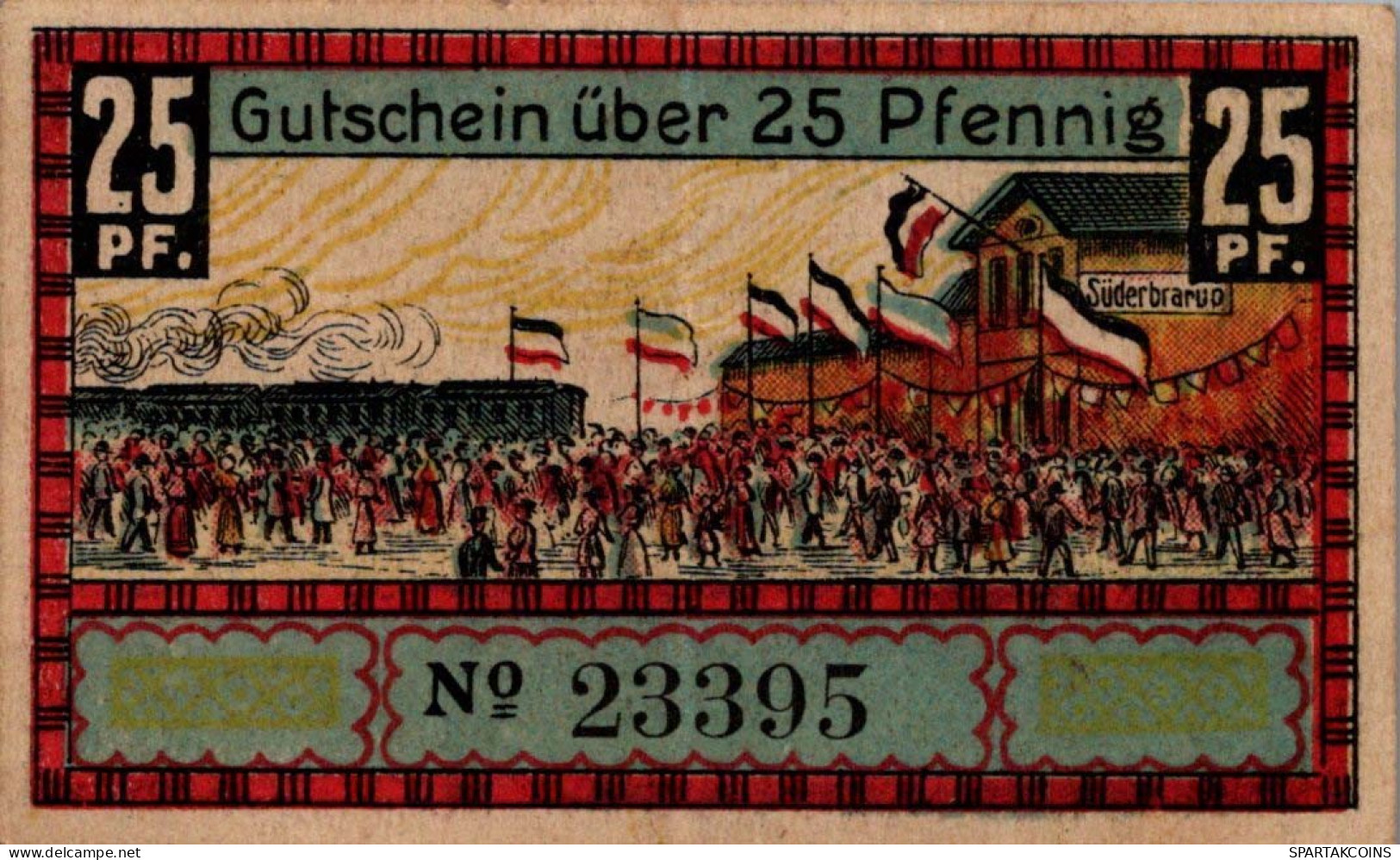 25 PFENNIG 1921 Stadt SÜDERBRARUP Schleswig-Holstein DEUTSCHLAND Notgeld #PF987 - Lokale Ausgaben