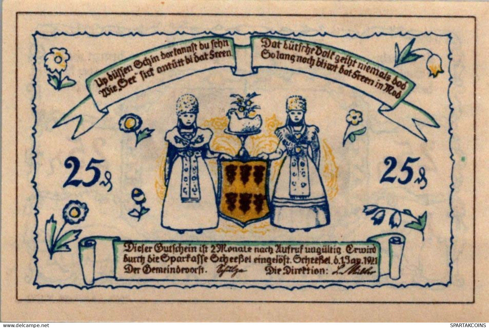 25 PFENNIG 1921 Stadt SCHEESSEL Hanover DEUTSCHLAND Notgeld Banknote #PF965 - Lokale Ausgaben