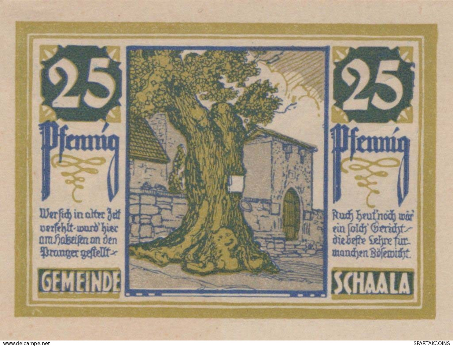 25 PFENNIG 1921 Stadt SCHAALA Thuringia DEUTSCHLAND Notgeld Banknote #PF396 - [11] Emissions Locales