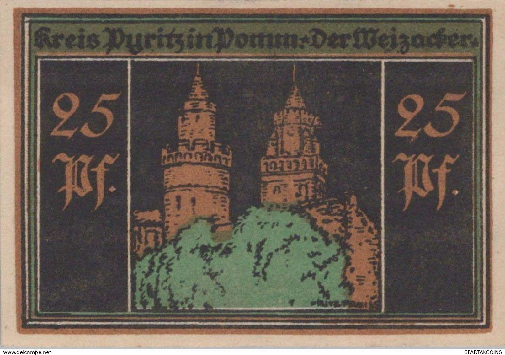 25 PFENNIG 1921 Stadt PYRITZ Pomerania UNC DEUTSCHLAND Notgeld Banknote #PB792 - [11] Emissions Locales