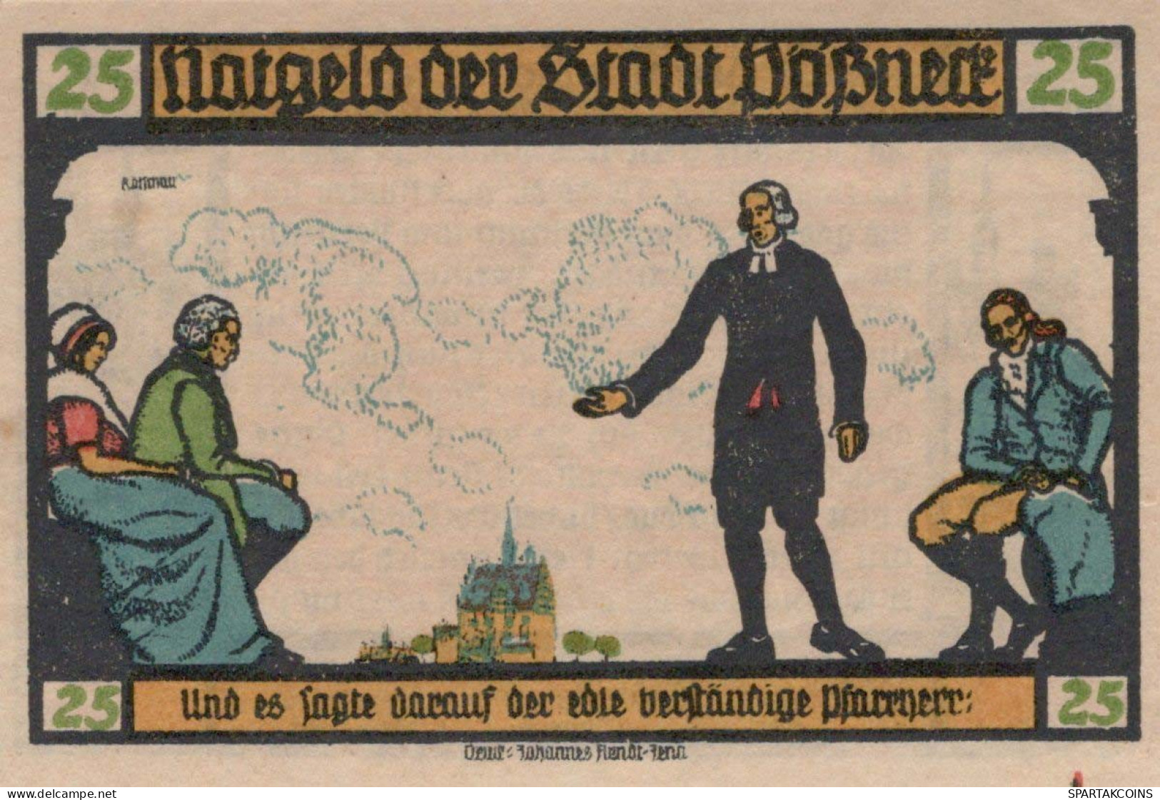 25 PFENNIG 1921 Stadt PÖSSNECK Thuringia UNC DEUTSCHLAND Notgeld Banknote #PB638 - [11] Emissions Locales