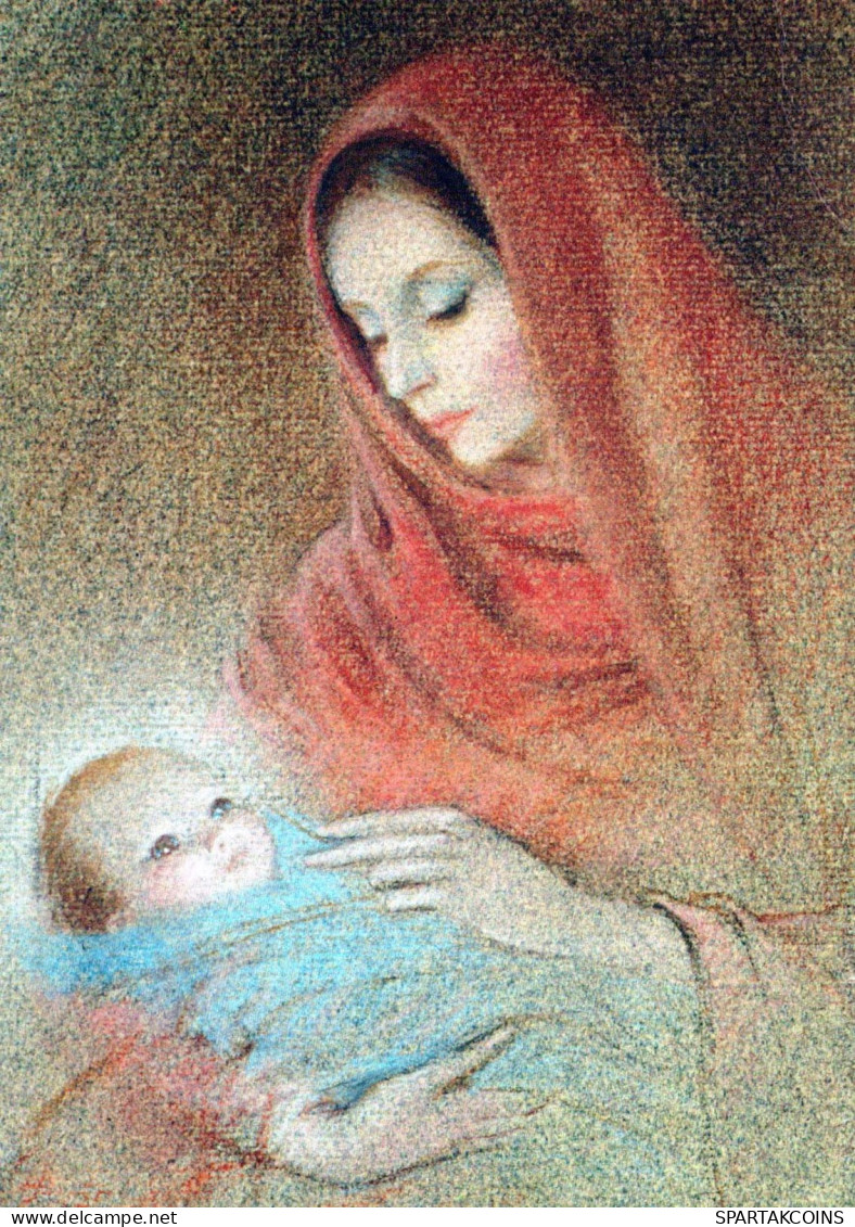 Vergine Maria Madonna Gesù Bambino Natale Religione Vintage Cartolina CPSM #PBP944.IT - Maagd Maria En Madonnas