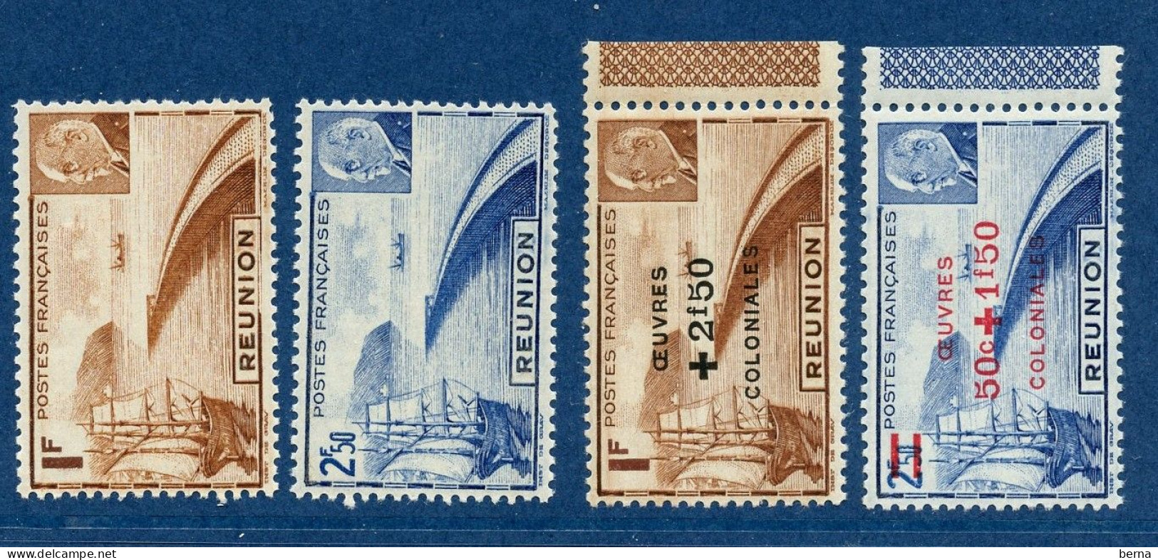 REUNION  PETAIN 178/179 + 249/250 LUXE NEUF SANS CHARNIERE - Nuovi