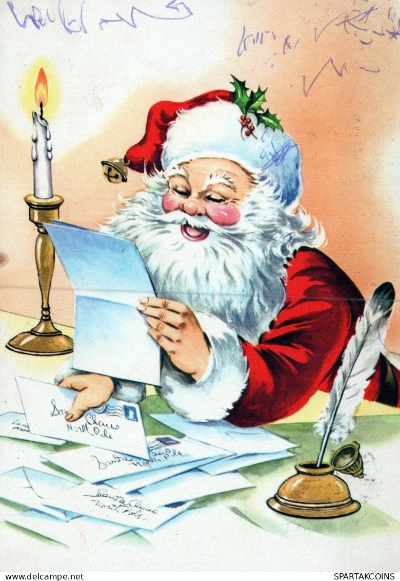 PAPÁ NOEL NAVIDAD Fiesta Vintage Tarjeta Postal CPSM #PAK787.ES - Santa Claus