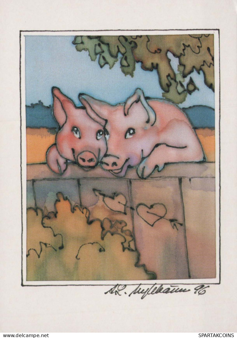 PIGS Tier Vintage Ansichtskarte Postkarte CPSM #PBR761.DE - Pigs