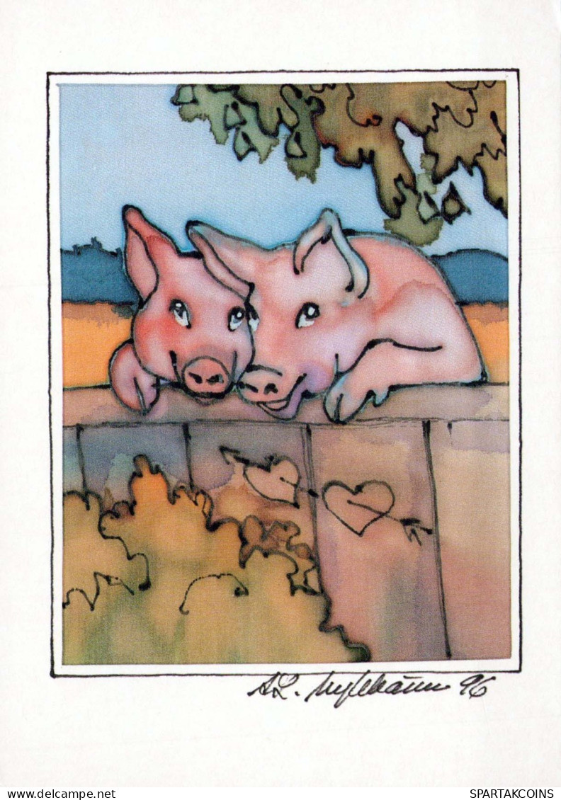 PIGS Tier Vintage Ansichtskarte Postkarte CPSM #PBR761.DE - Pigs