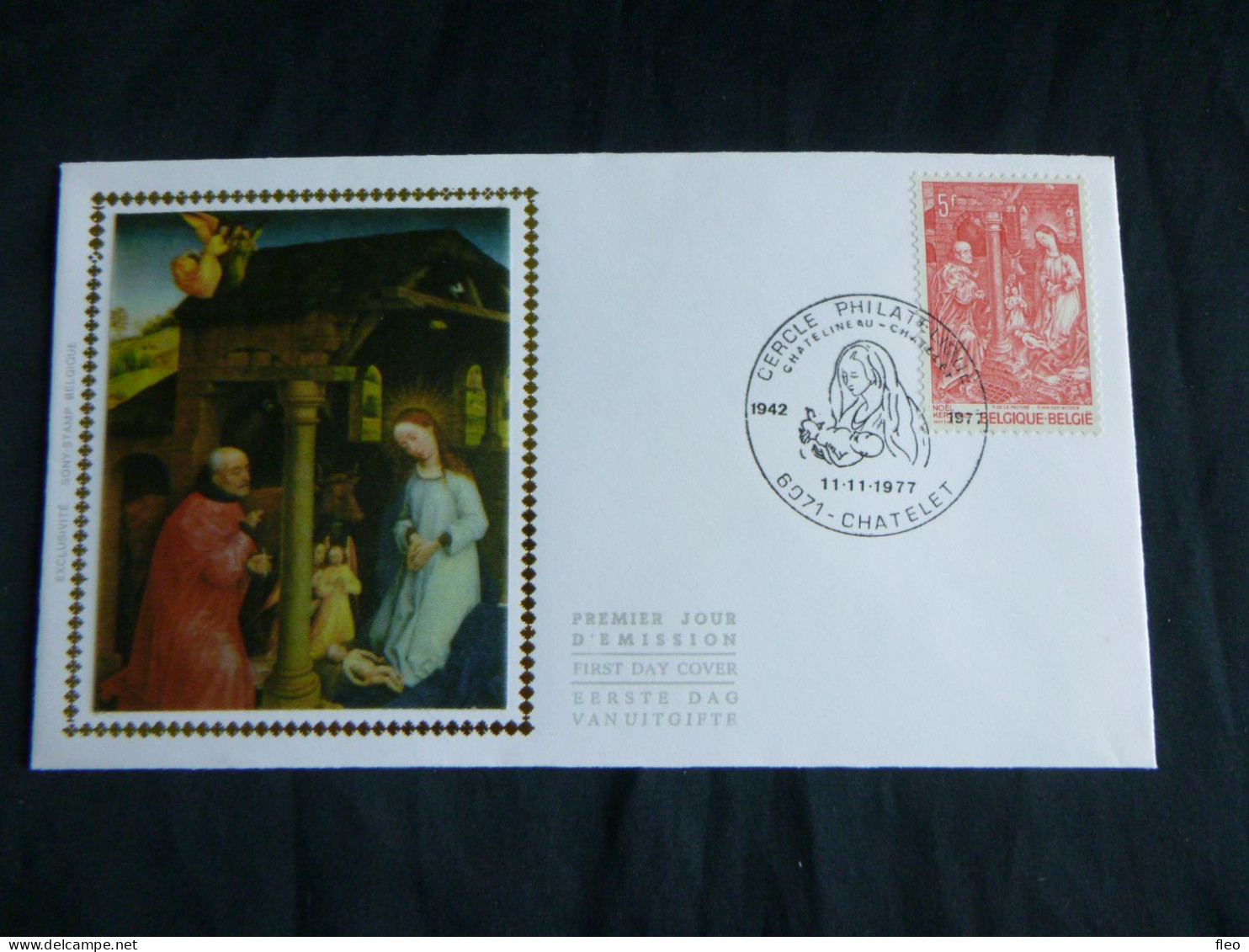 1977 1874 FDC Zijde/soie ( Chatelet ) : " Kerstmis / Noél  " - 1971-1980