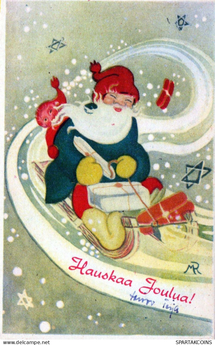 PAPÁ NOEL Feliz Año Navidad Vintage Tarjeta Postal CPSMPF #PKG295.ES - Santa Claus