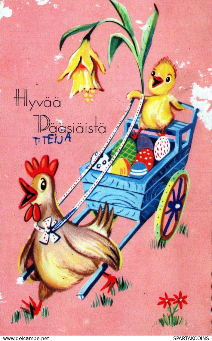 PASCUA POLLO HUEVO Vintage Tarjeta Postal CPA #PKE062.ES - Ostern