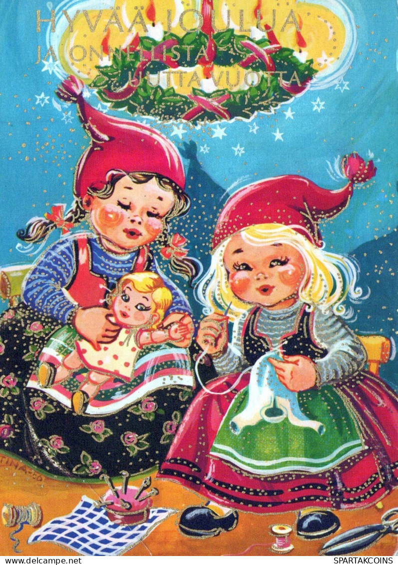 Feliz Año Navidad NIÑOS Vintage Tarjeta Postal CPSM #PAY908.ES - Año Nuevo