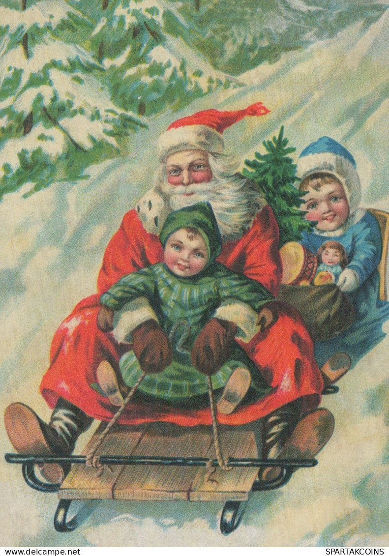 SANTA CLAUS CHILDREN CHRISTMAS Holidays Vintage Postcard CPSM #PAK318.GB - Kerstman